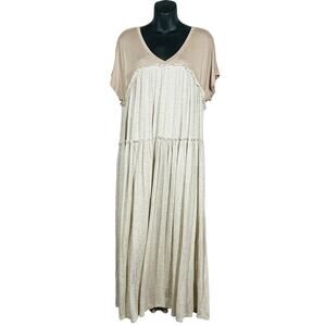 Saturday Sunday Ruffled T Shirt Dress Casual Short Sleeve Jersey Knit V Neck - 4